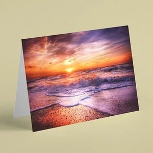 Deep sunset over the sea seascape birthday card suitable for friend family dad - Picture 1 of 1