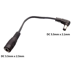 1x DC Power 5.5 x 2.1mm Male Right Angle To 5.5 x 2.5mm Female Adapter Cable - Picture 1 of 7