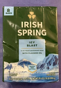 Irish Spring Deodorant Soap, Icy Blast 1 Pack 8 Bars 3.7 Oz Each Fresh ! - Picture 1 of 9