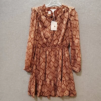 Lauren Conrad Women Dress Small Brown Floral Geometric Academia NWT - Image 1 of 4