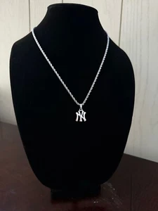 Collar Yankees de Nueva York - Chapado en Plata de Nueva York - Cadena de Cuerda de 22" 3 mm - Regalo de Pascua - Imagen 1 de 2