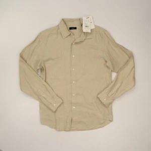 Theory Men Relaxed Linen Shirt Size S Sand Button-up Long Sleeve 100% Linen NWT - Picture 1 of 9