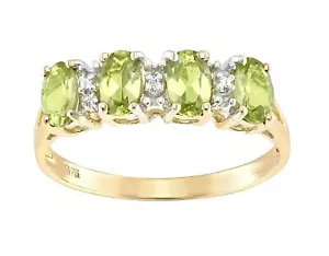 9ct Yellow Gold Peridot & Diamond Eternity Ring sizes J K L M N O P Q R S - Picture 1 of 5
