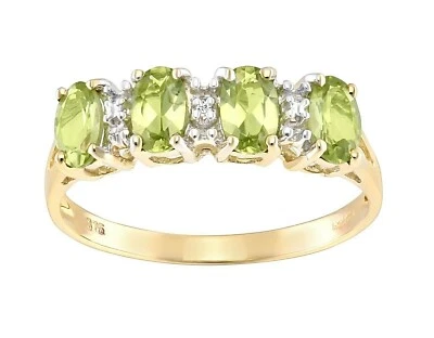 9ct Yellow Gold Peridot & Diamond Eternity Ring sizes J K L M N O P Q R S - Image 1 of 4