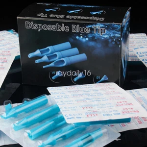 50Pcs Blue Plastic Sterile Disposable Tattoo Nozzle Needle Tube Tips RT FT DT - Picture 1 of 33