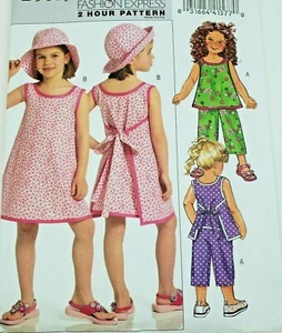 Butterick Pattern B5019 Rápido y Fácil Niños Envolvente Prenda para el torso Pantalones Cubo Sombrero 2-5 - Imagen 1 de 7