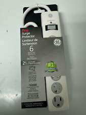 Pro Surge Protector Power Strip 6 Outlets 2 FT Cord 450 Joules -white