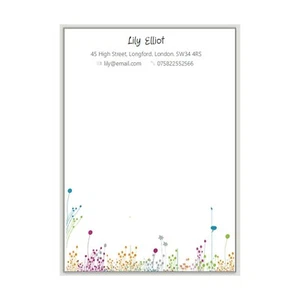 LETTERHEAD Personalised writing paper A4 & A5, Flower Business stationery sb04 - Picture 1 of 4