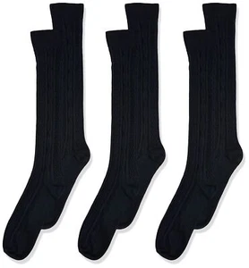 Girls 2-6X Classic Cable Knee High 3 Pair Pack Navy X-Small - Picture 1 of 4