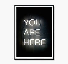 You are Here Neon Print, Man Cave Art Poster, Typography Prints, Gamer Room Art