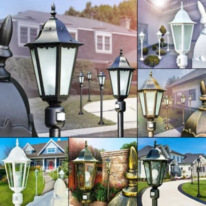 Lámpara de pie Hong Kong con detector de movimiento exterior bolardo caminos jardín patio iluminación - Imagen 1 de 7