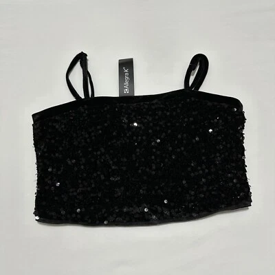Women’s Allegra K Sequined Velvet Cami Crop Top Sz XS Extra Small Club /Party - Image 1 of 4