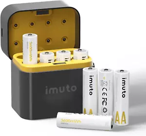 Imuto Batterien AA, 8 Stück, Wiederaufladbare Lithium, 1,5V 3600Mwh,Mit Schwarze - Bild 1 von 12