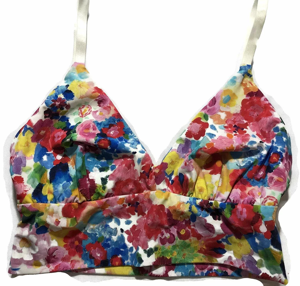 Bralette Commando Classic Long Line sin cables impresionista floral blanco S/M Foto 1 de 1