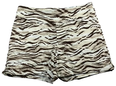Pantalones Cortos International Concepts Mujer Talla 8 Beige Estampado Animal 2 Bolsillos Elastizados Foto 1 de 4