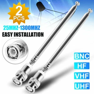 2x Telescopic Antenna Replacement BNC Connector for Radio Scanner/VHF/UHF/FM/AM - Zdjęcie 1 z 7