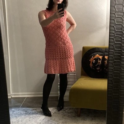 Vestido Vintage Años 60 Mod, Crochet Rosa - Talla 6 Foto 1 de 4