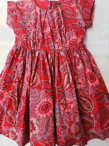 Tea Collection Girls Red Floral Dress Size 5 Preowned - Picture 1 of 6