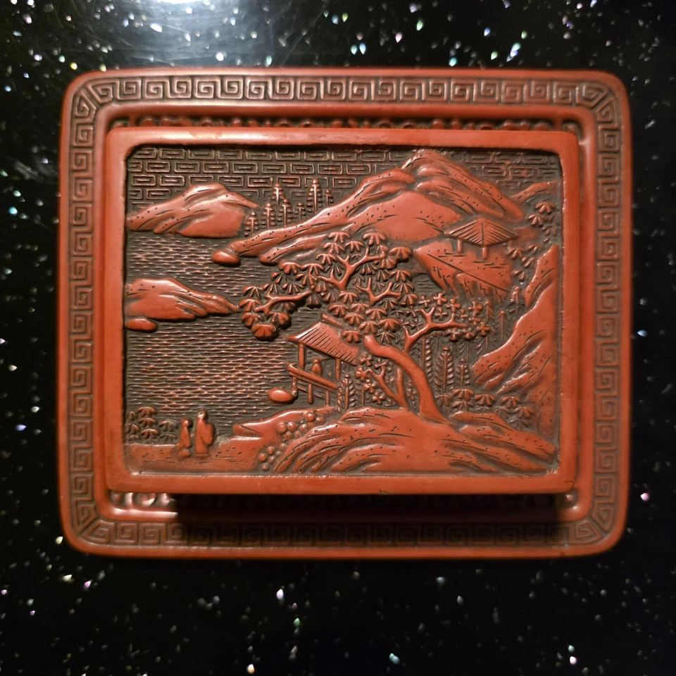 Japanese Red Cinnabar Tsuishu Handcarved Lacquer Box Meiji Period 1868-1912 - Image 1 of 4