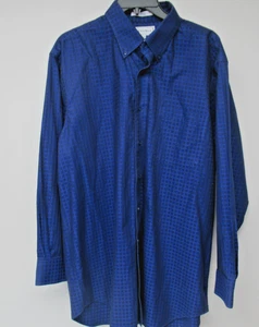 Camisa de vestir Paul Fredrick para hombre 16.5 33 azul oscuro negro bloque manga larga vibrante - Imagen 1 de 9