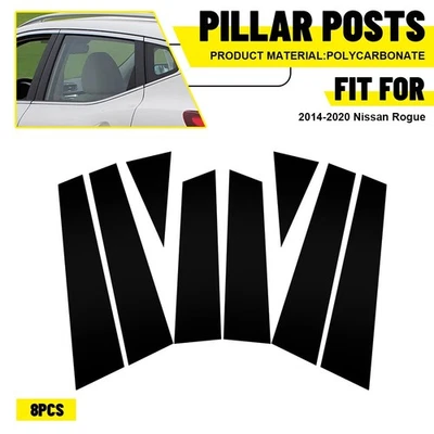 For 2014-2020 Nissan Rogue 8pcs/Set Black Door Window Pillar Posts Molding Trim Foto 1 de 4
