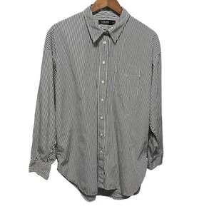 Top de mujer Lauren Ralph Lauren XL a rayas con botones Preppy oficina viajes academia - Imagen 1 de 10