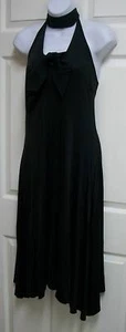 NEW BELLY BASICS SEXY STRETCHY BLACK SILK MARILYN HALTER TOP CHOKER SUN DRESS XS - Picture 1 of 5