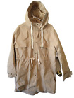 Old Navy Tan Rain Jacket Lined Hooded Pockets Button Adjustable Closure Size XL