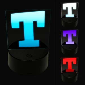 Letter T Uppercase Fun Bold Font 3D Illusion LED Night Light Sign Lamp - Picture 1 of 6