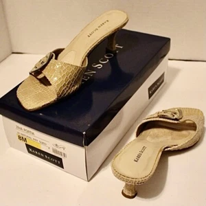✨ Low Heel Sandal Natural PRT Sued Reptile Print Size 8 Comes With Original Box - Picture 1 of 3