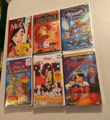 Walt Disney Lot VHS Tapes Dalmations lion King ll Mulan Pinocchio set 6 New set  Foto 1 de 4