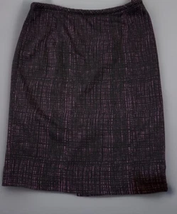 Calvin Klein Black Violet Purple Above The Knee Pencil Career Office Skirt Sz 8 - Picture 1 of 10