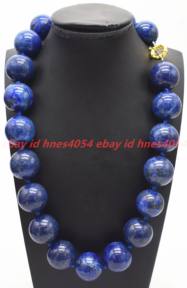 Enormes collares de cuentas redondas de piedras preciosas de lapislázuli azul natural de 20 mm 16-28"" Foto 1 de 4