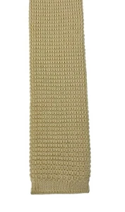 Vintage Stafford Yellow Knit Square End 100% Cotton Mens Tie Necktie - Picture 1 of 4