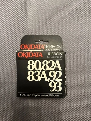 GENUINE NOS OKIDATA RIBBON FOR MICROLINE 80, 82A, 83A, 92, & 93 Black # 52100701 - Image 1 of 3