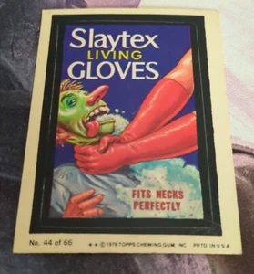 1979 Wacky Packages Topps pegatina de chicle lista de verificación #44 guantes Slaytex - Imagen 1 de 2