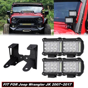 4PCS 4" Side Shooter LED Light Bar Pods +Dual Mount Bracket for Jeep Wrangler JK - Foto 1 di 12