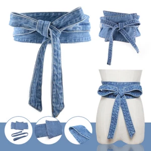 Damen Denim Schößchen Taille Cinch Gürtel Breit Korsett Schleife Gürtel für Kleid Gothic - Bild 1 von 14