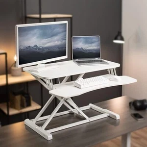 32" Standing Desk Lifting Table Top Adjustable Height Keyboard Tray White NEW - Picture 1 of 8