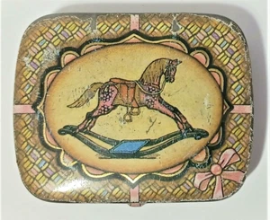 Caja de hojalata vintage Dodo Designs caballo mecedor 2 3/8" - Imagen 1 de 6
