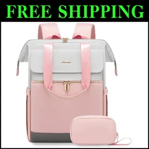 Versatile 2-Piece Grey-Pink Laptop Bag Set with Organizer - Waterproof & Stylish - Picture 1 of 11