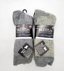 2 Pairs Men/Women 70% Wool Stone Mountain Crew Socks Small Free Ship - Picture 1 of 5