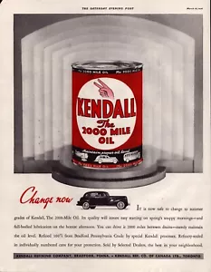 1936 KENDALL REFINING COMPANY KENDALL The 2000 Mile Oil 100 % Pennsylvania Rohöl - Bild 1 von 1