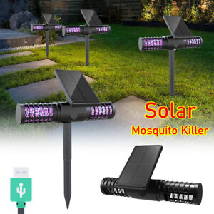 Solar 4 Led Yard Garden Light Lamp Outdoor Mosquito Zapper Killer Trap Bug Lamp
