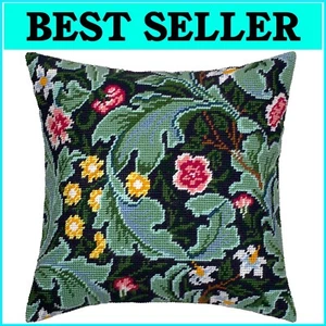 Artistic Floral Cross-Stitch Kit – 16" x 16" with High-Definition Printed Canvas - Picture 1 of 2