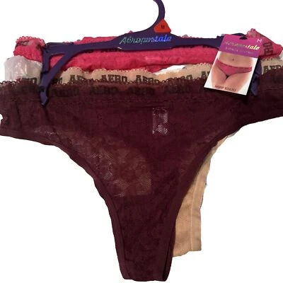 3 AEROPOSTALE AERO MUJER TANGA ROPA INTERIOR BRAGAS TALLA MEDIANA ENCAJE Foto 1 de 4