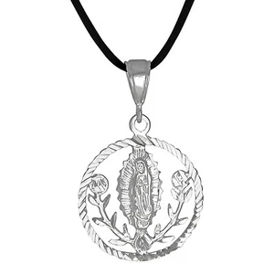 Sterling Silver .925 Virgin Mary Our Lady of Guadalupe D/C Pendant | Made in USA - Picture 1 of 1
