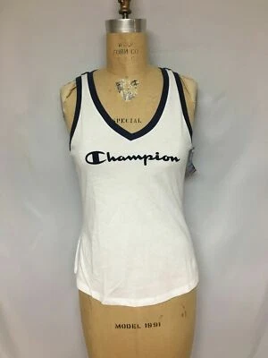 Champion womens  Heritage V-Neck Ringer Tank W4914 White NWT $25 - Image 1 of 4