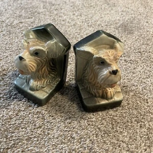 Vintage Glazed Japan Scottish Terrier Bookends Occupied Japan Ceramics - Picture 1 of 9
