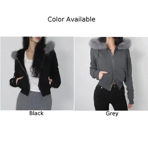 Cozy Womens Plus Size Velvet Hoodie with Furry Neckline for Casual Days - Picture 1 of 27